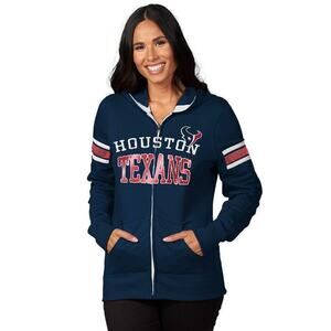 NFL Houston Texans Cute Hoodie Ladies Women's Bling Full Zip Sweatshirt NWT